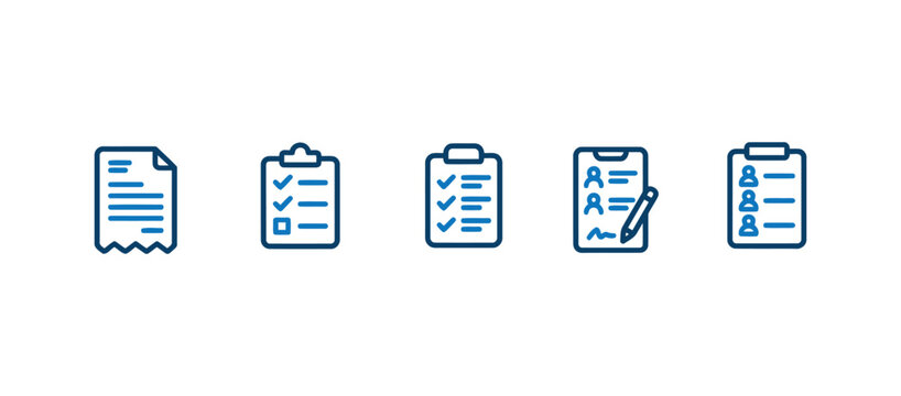 Clipboard icons with checklists and documents