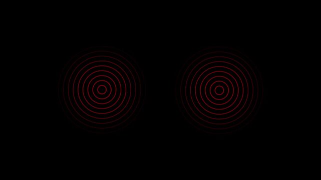 Red concentric circles pattern on solid black background for alert or warning themes