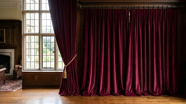 Lush Velvet Curtains Drape Grand Room with Elegant Window Light