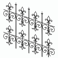Modern metal decorative fence with repeating motif. © cu