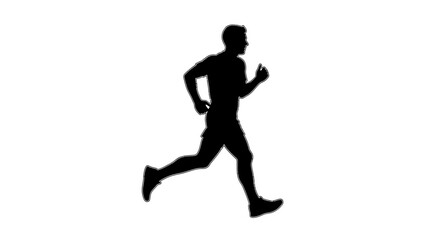 Fototapeta premium Black Silhouette of a Running Man Isolated on White Background