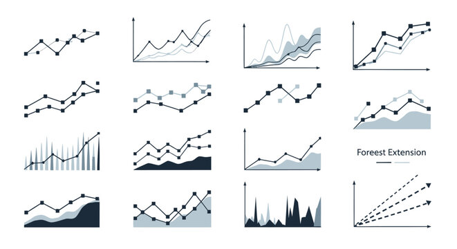 Collection of Business Growth Charts and Graphs Icons
