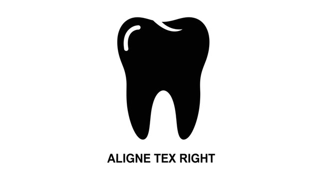 Black Tooth Icon with Align Text Right Label