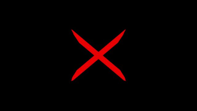 Hand drawn x mark animation green screen background, red cross mark animation 4k loopable with alpha channel. Wrong, Error. Failed icon animation, Warning, error, cancel, deny concept