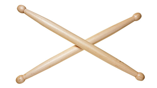 Pair of crossed wooden drumsticks