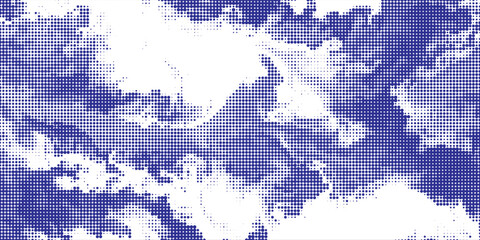 Fototapeta premium Abstract blue halftone background with scattered organic dot pattern.