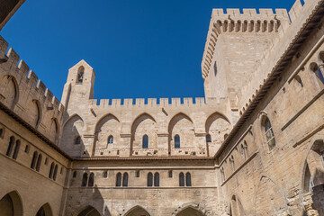 Fototapeta premium View of the architecture of the famous Palace of the Popes in Avignon, France