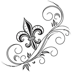 Decorative fleur de lis with artistic swirl motif. © Doyle