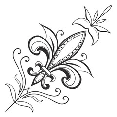 Vintage fleur lis flourish border ornament design. © Doyle