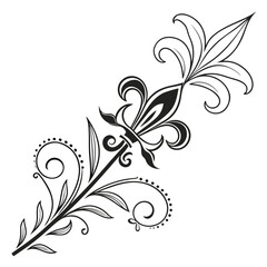 Decorative fleur lis scroll vintage corner design. © Doyle
