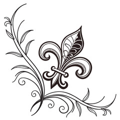 Floral flourish vintage decorative ornament design. © Doyle