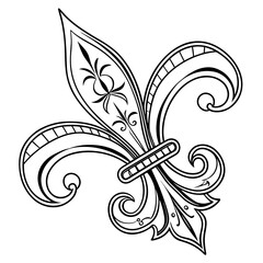 Elegant fleur de lis emblem with ornate details. © Doyle