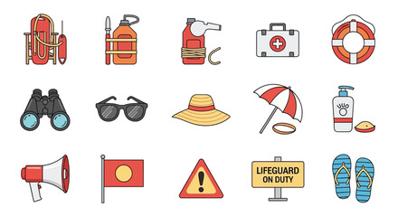Lifeguard Beach Safety Warning Signs. © Mbah Suro