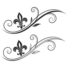 Fleur de lis floral flourish ornament collection. © Ashik
