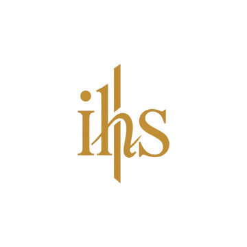 Golden IHS Monogram Symbol Religious Christian Faith Icon.