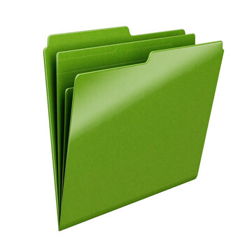 Simple green office folder icon with a folded corner for document management, isolated on transparent background
