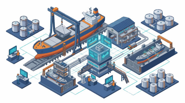 Modern shipbuilding industry with advanced technology and automation.