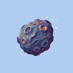 A detailed illustration of a rocky asteroid floating in space © Sora