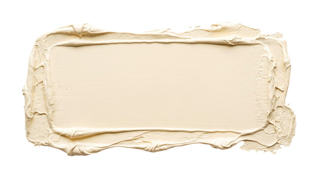Textured warm ivory oil paint brush stroke text box with palette knife borders for clean quote mockups on a transparent background