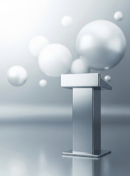 떠다니는 흰 구슬과 은색 받침대 &middot; Silver Pedestal with Floating White Spheres