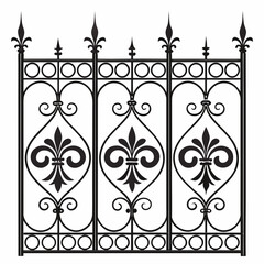 Ornate wrought iron gate design with fleur de lis. © MstAnzila