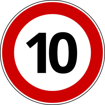 Speed limit sign of 10 kmh, Circle speed limit 10 sign vector