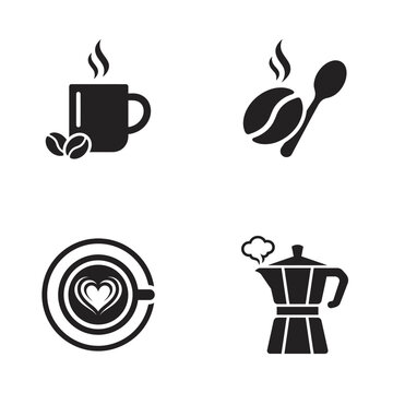 Coffee Cup And Coffee Maker Icons.
