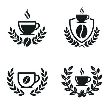 Coffee Cup Logos With Leaves.
