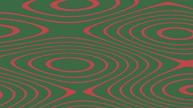 Abstract geometric pattern with red and green concentric ovals
