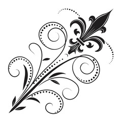 Fleur de lis symbol with elegant scroll patterns. © josefuna11