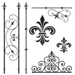 Classic fleur lis floral ornament and iron post. © josefuna11