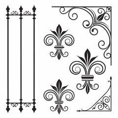 Iron fence elements for decorative garden designs. © josefuna11