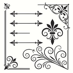 Set of vintage floral corner and border elements. © josefuna11