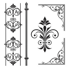Ornate metal scroll frame corner and fleur design. © josefuna11