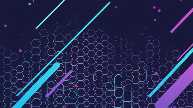 Abstract Hexagonal Grid with Cyan Energy Pulse Seamless Loop Digital Background