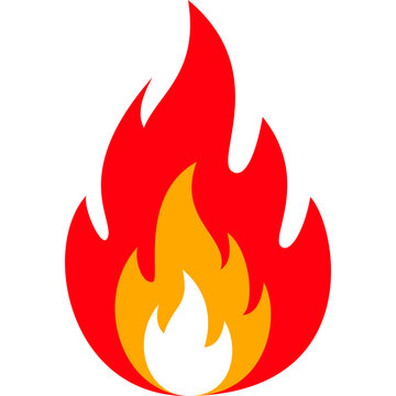 Red Flame Fire Vector Icon &ndash; Burning Fire Hazard Safety Symbol