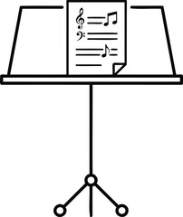 Fototapeta premium Music stand with sheet music on transparent background for musicians and composers