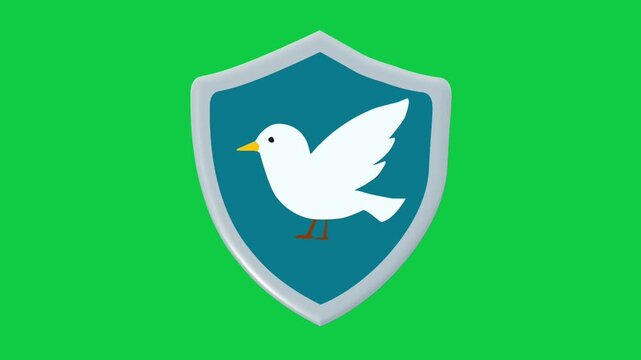 2D Animated Peace Shield with White Dove Detail for Environmental Protection Theme