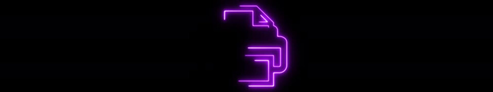Ultrawide Neon Printer Icon Background &ndash; Glowing Purple Printing Technology Symbol on Widescreen Banner 4k.