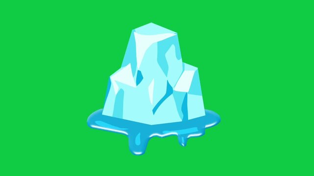 2D Animated Melting Iceberg with Frozen Detail for Climate Change Theme