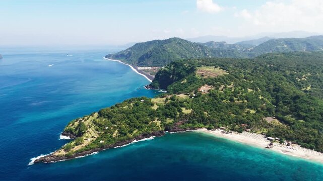 Cinematic Sea View of Bukit Asah Appearing Like an Island Bali