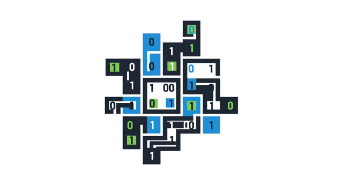 Binary code data visualization chart.
