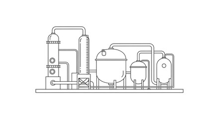 Industrial plant schematic with tanks and pipes. © arjuna davin