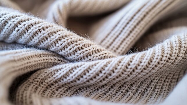 Macro: Fine knit pattern of a cashmere sweater, soft, cozy, elegant