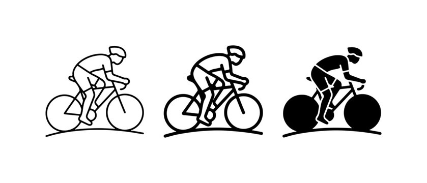 Cyclist Icons, Bicycle Rider Silhouettes, Cycling Sport Graphics