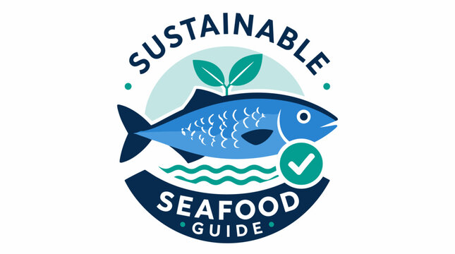 Illustration of a Blue Fish Symbol in Seafood Logo.