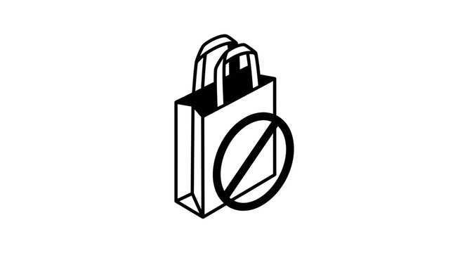 Shopping Bag With Red Prohibitory Symbol - No Shopping Icon