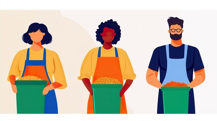 People volunteering at a food bank, humanitarian aid, generosity