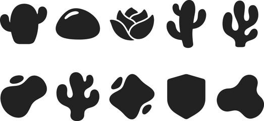 Black cactus and succulent silhouettes © MUKTARANI