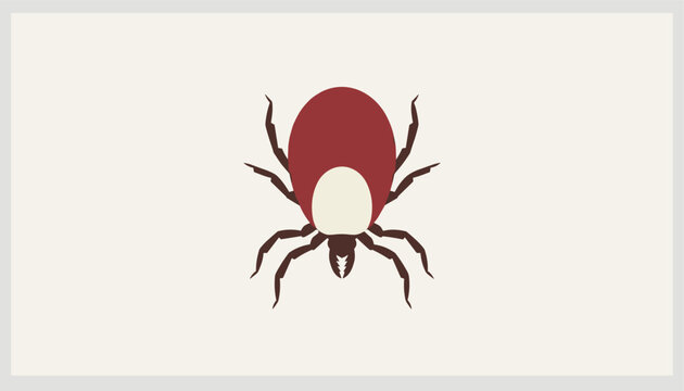 Stylized vector illustration of a tick insect parasite with a distinct reddish and cream-colored body on a light background.